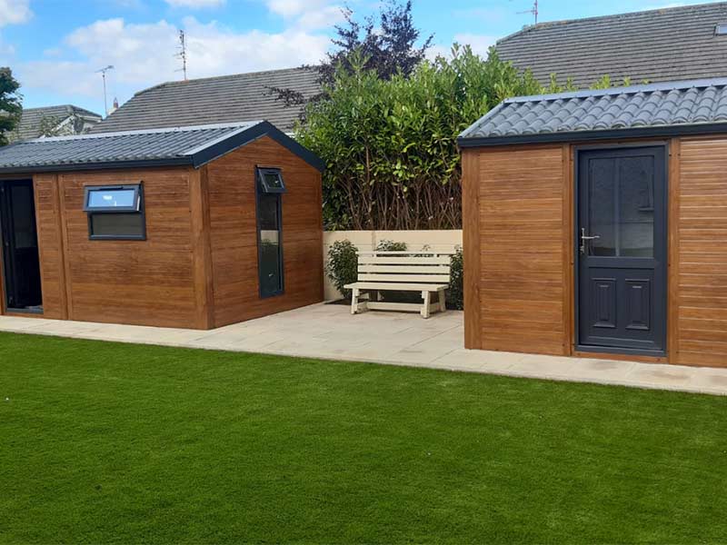 Home offices in Golden Oak horizontal flat panel with tiled roof