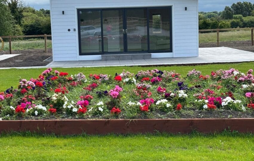 Exterior view of insulated steel chalets converted into holiday lets
