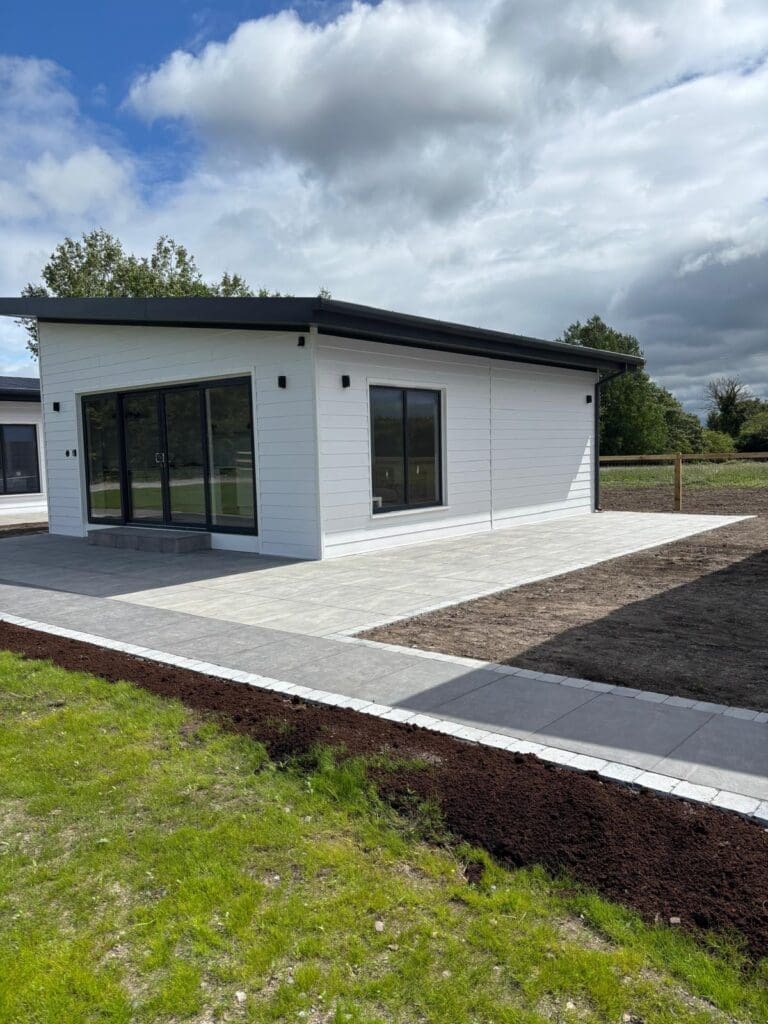 Finished holiday chalet project with concrete base and full interior fit-out