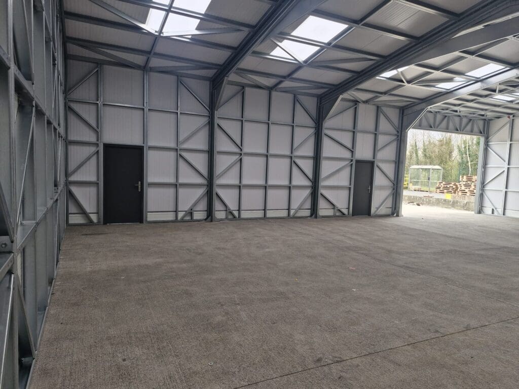 large insulated Kingspan steel unit installed for business expansion in Ireland